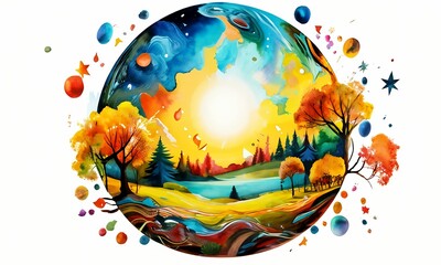 forest landscape of concept watercolor art design