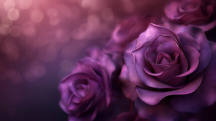 A close up of a purple rose with a purple background