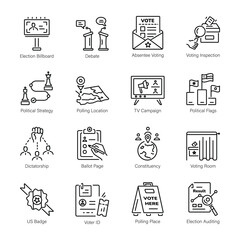 Collection of Election Campaign Linear Icons 

