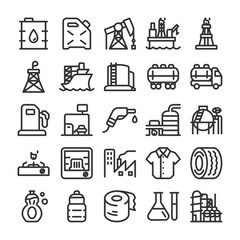 採掘や製品開発などの石油産業 アイコン セット