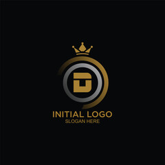 initial logo with crown icon, initial logo king