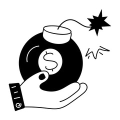 An editable doodle icon of financial risk 