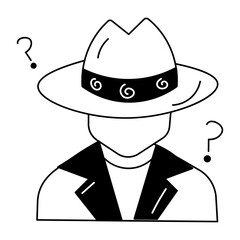 Get a glimpse of anonymity person doodle icon 