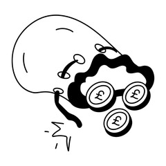 Get a glimpse of money bag doodle icon 