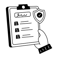 Get this doodle icon of insurance policy 