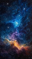 a stunning watercolor of space, showcasing stars and the Leo constellation, rendered on textured watercolor paper for a beautiful effect