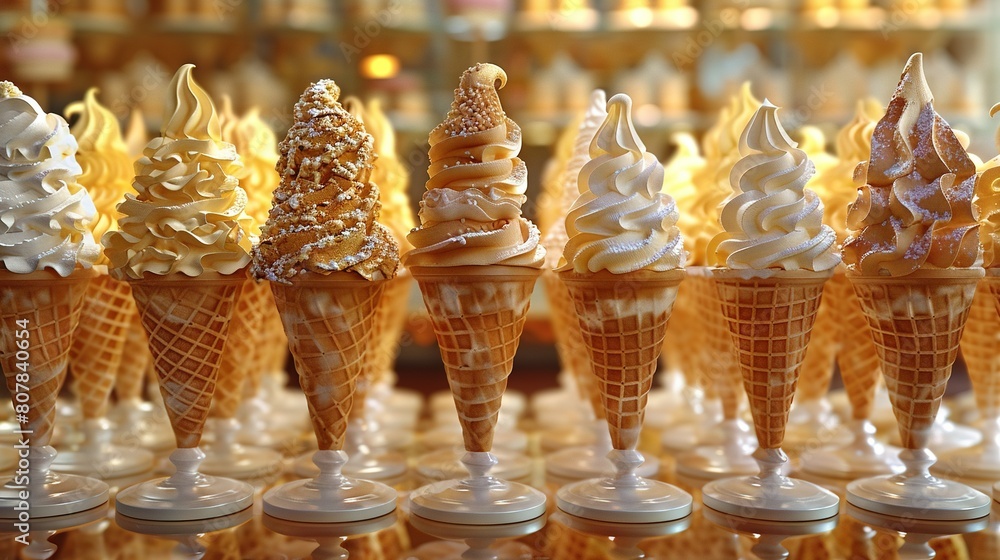 Poster a stack of ice cream cones in front of another set