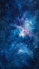 a mesmerizing watercolor painting capturing the essence of space, featuring stars and the Cancer constellation. Embrace the beauty of watercolor with textured paper