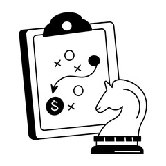 Easy to edit doodle icon of business strategy 