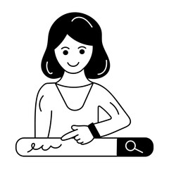 A doodle style icon depicting online search 