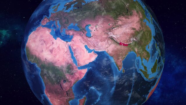  Nepal: Journey to Nepal's majestic mountains with an awe-inspiring Earth zoom animation featuring its flag