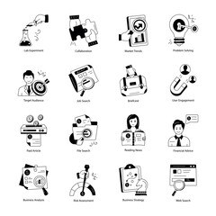 Collection of 16 Business Doodle Icons

