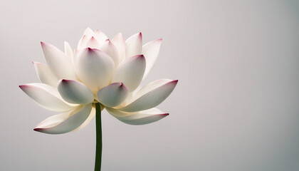 Lotus flower, isolated white background, copy space for text
