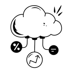 Grab this doodle icon of cloud analysis 