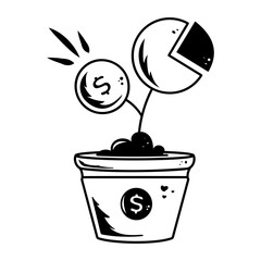 Trendy hand drawn icon of investment growth 