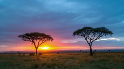 sunset in the serengeti.