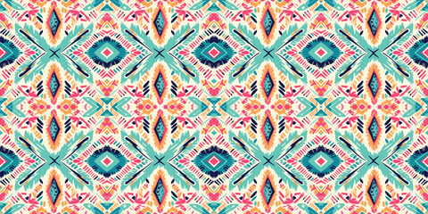 Seamless batik pattern,Seamless tribal batik pattern,and Seamless colorful pattern resemble ethnic boho, Aztec,and ikat styles.designed for use in wallpaper,fabric,curtain,carpet,Batik Embroidery