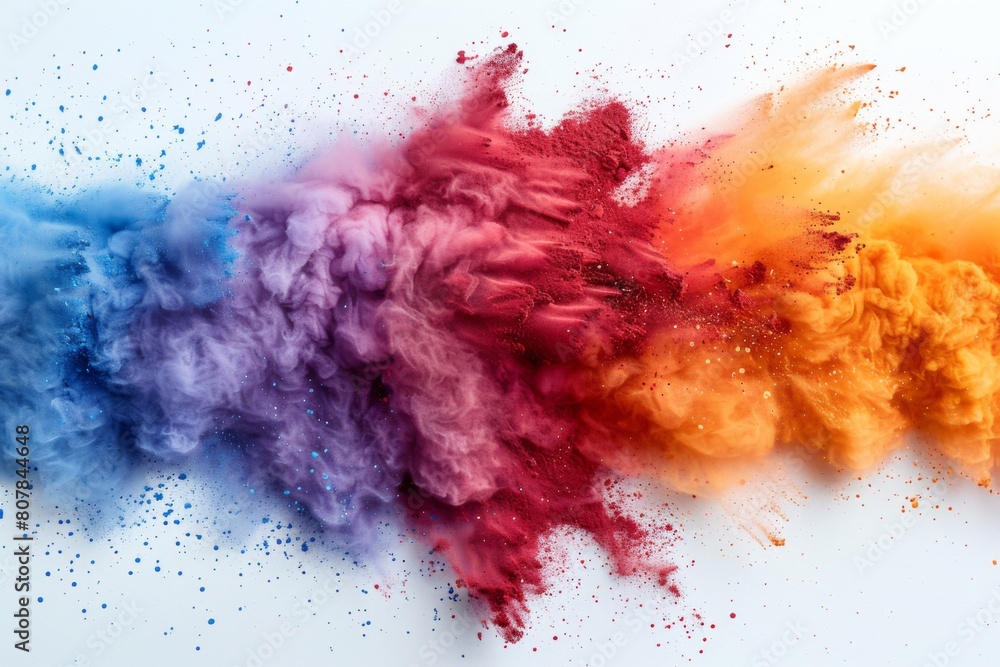 Sticker abstract powder explosion. colorful background. multicolored on background. colored paint..
