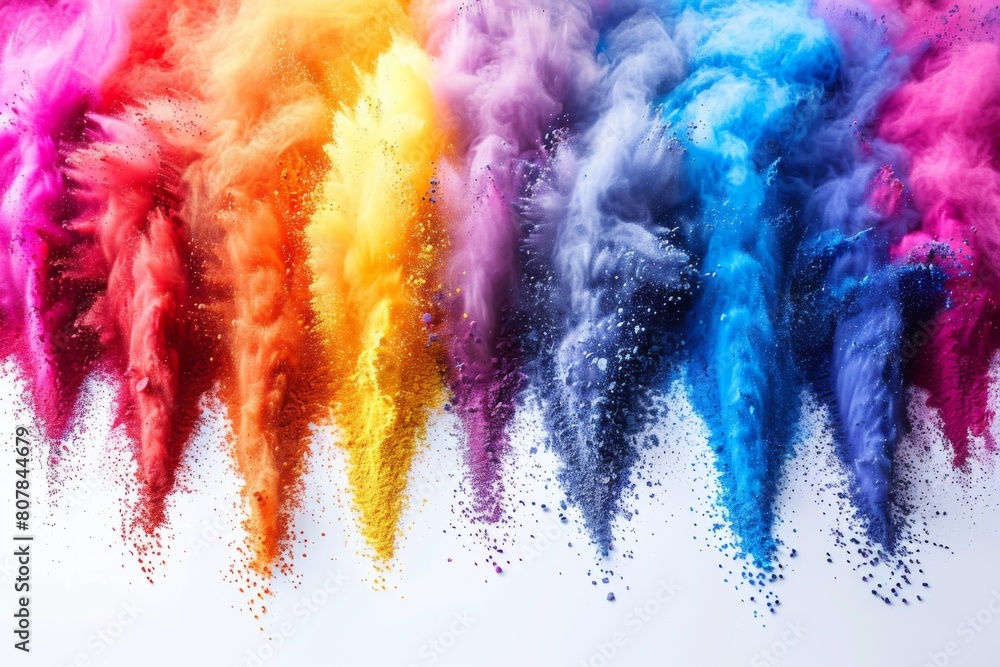 Sticker abstract powder explosion. colorful background. multicolored on background. colored paint..