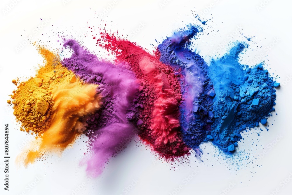 Sticker abstract powder explosion. colorful background. multicolored on background. colored paint..