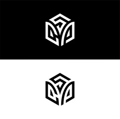 Letter SCP Hexagon Logo.