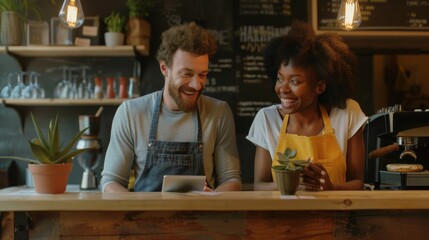 Smiling Coffee Shop Entrepreneurs