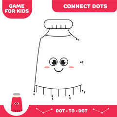 Dot to dot educational game for preschool kids. Activity worksheet. Paint tube
