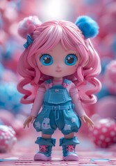 Fototapeta premium 3 d rendering of a cute girl with a mouse