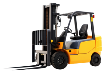 PNG Electric forklift white background delivering equipment.