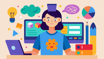 A digital art workshop for neurodivergent teens giving them the tools to create digital illustrations and designs using technology.. Vector illustration