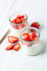 Delicious Greek yogurt with seasonal strawberries
