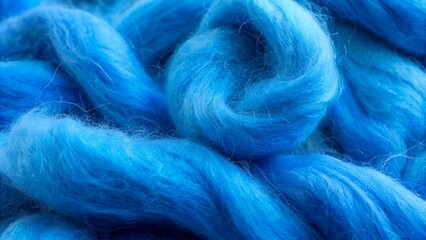 Fototapeta premium Blue felting wool as background, closeup view
