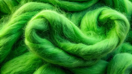 Green felting wool as background, closeup view
