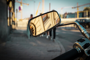 Close up of a side view mirror