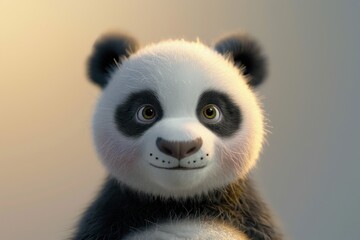 A cartoon panda with a big smile on its face