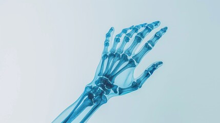 Detailed x-ray of a robotic hand, showcasing precision in robotic engineering and prosthetics