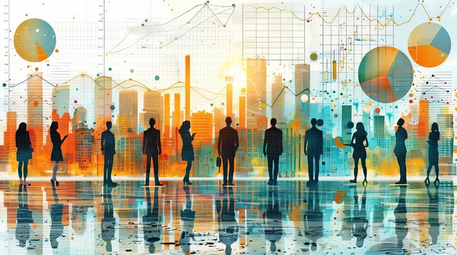 Various people are meeting ideas based on graphs and diagrams.