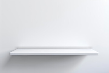 empty white shelf mockup in interior hanging on white wall