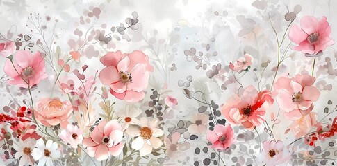 watercolor florals with pale pink flowers, and neutral spring flowers.