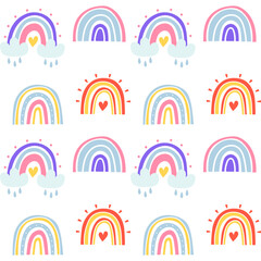 Baby cute pattern for wallpapers, cute seamless rainbow pattern