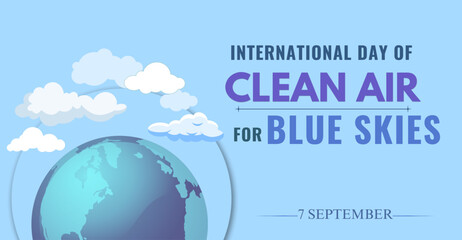 International Day of Clean Air for blue skies, 7 September. Campaign or celebration banner