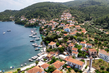 Obraz premium Aerial view of Kioni on the island of Ithaca