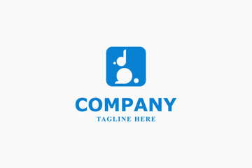 Fototapeta premium rabbit in the blue box logo