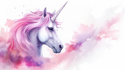 Naklejka premium Mythical unicorn is a fabulous creature symbol of purity and grace in pink tones