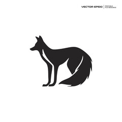 fox silhouette, character, logo, design, vector, illustration,