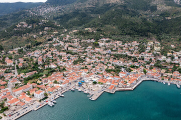 Aerial view of Vathi on the island of Ithaca