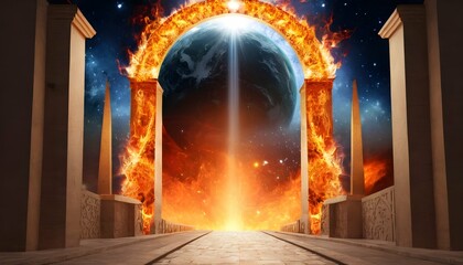 A pathway of celestial fire leading to the gates o
