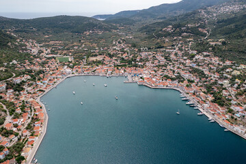 Aerial view of Vathi on the island of Ithaca