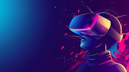 Virtual Dimension: Futuristic Abstract VR Experience Neon Colors