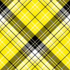 Seamless pattern in fantastic yellow, white and black colors for plaid, fabric, textile, clothes, tablecloth and other things. Vector image. 2